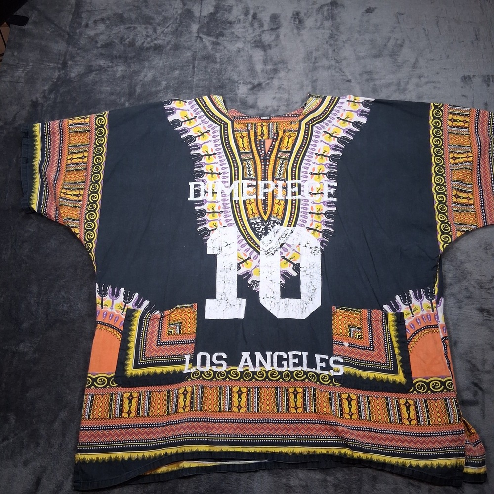 Dimepiece Dashiki Top  OS Black Los Angeles Graphic Print T-Shirt Streetwear